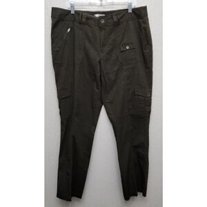 CJ Banks Green Cargo Flat Front Pants 18W Plus Lightweight Soft Straight Legs